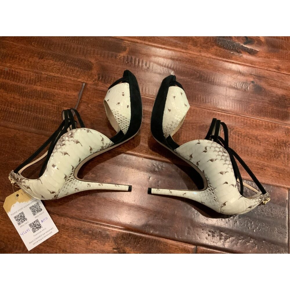 Alexandre Birman White Python Peep Toe Strappy He… - image 5